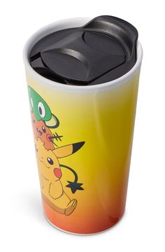 a cup with a cartoon character on it