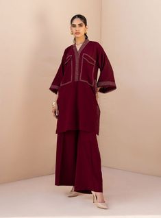 Zainab Chottani Maroon Comfort Casual Pret 2024 Default Title Zainab Chottani Maroon Comfort Casual Pret 2024 Original brand suit fabric and photography lite diffrance in actual print. Zainab Chottani, Suit Fabric, Pakistani Outfits, Trousers, Photography, Fabric, Quick Saves, Clothes