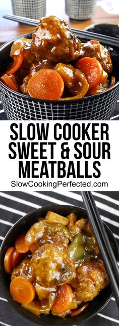 slow cooker sweet and sour meatballs with carrots