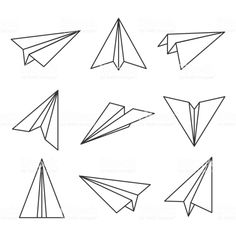 nine paper airplanes that are flying in different directions royalty illustration on white background stock images