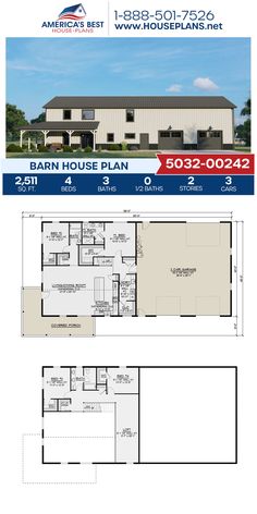 two story house plan with garage and living room in the back ground, second floor