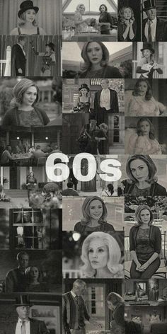 black and white collage of photos with the words'60s '