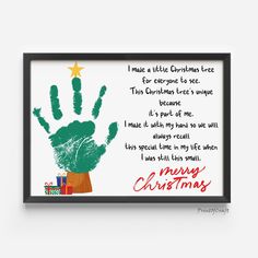 a hand print with the words merry christmas written on it