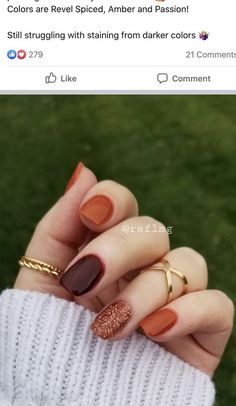 Nail Polish Manicure Ideas, Color Foods For Party, Thanksgiving Nails Easy Simple, Thanksgiving Nail Designs Fall Short, Thanksgiving Nail Ideas Dip Powder, Fall Nails Dip Powder Colors, Burgundy And Orange Nails, Dip Halloween Nails, Mail Color Ideas