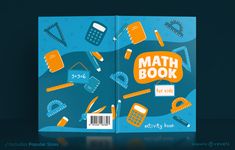 an open book with the title'math book for kids'written in orange and blue