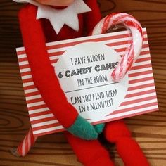 the elf is holding a candy cane in his hand and an i have hidden candy cane in the room can you find them in 6 minutes?