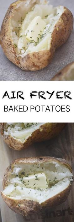 baked potatoes with butter and herbs in them