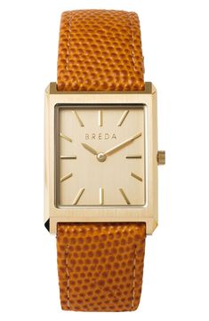 This watch has a vintage-inspired vibe with its square case, but the look is all modern with clean, minimalist styling and a sleek leather band. Style Name:Breda Virgil Leather Strap Watch, 26mm. Style Number: 6142761. Available in stores.