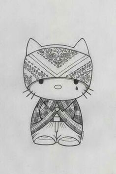 a drawing of a cat wearing a kimono