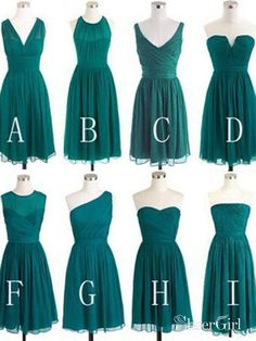 different types of dresses on mannequins with the letters abcd and h