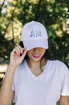 Introducing the Embroidered Shadow Monogram Baseball Hat! This stylish and personalized hat is the perfect gift for any occasion. Whether you're celebrating a bridal shower, bachelorette party, birthday, or any other special event, this hat is sure to be a hit. Available in a variety of colors, you can pick the perfect combo to match any outfit or theme. And with your initials embroidered on the front, this hat is truly one-of-a-kind. Whether you're hitting the beach or the ballpark,this hat is perfect for any activity. So don't wait, order your Embroidered Shadow Monogram Baseball Hat today! HAT DETAILS: - Baseball dad hat  - Monogram is embroidered, with thread - One size fits most - adjustable in back - If doing 3-letter monogram, it will be sized down appropriately - Enter embroidery c Personalized White Baseball Cap With Curved Bill, White Personalized Snapback Hat With Curved Brim, Personalized White Dad Hat, White Personalized Hat With Curved Brim, Personalized White Hat With Curved Brim, Customizable White Dad Hat One Size Fits Most, Customizable White Dad Hat, One Size, White Personalized Curved Bill Hat, Customizable White Dad Hat, One Size Fits Most