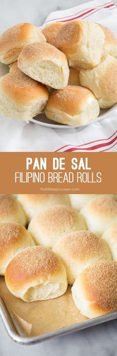 a pan filled with bread rolls sitting on top of a table