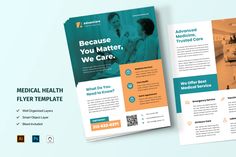 two medical flyer templates with an orange and teal color scheme