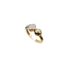 Precious Metals: 14 Karat Yellow Gold. Gemstone: Cubic Zirconia Stones may be upgraded upon request. Band's Width: 6.0 mm* Ring Size: 7* (US) Weight: 2.9 grams* *All weights and measurements are approximate. Please contact us if you have further questions about alternate sizes or styles, availability, specifications, a Cubic Zirconia Heart Ring With Pave Setting For Wedding, Yellow Gold Pave Setting Promise Ring, Formal Yellow Gold Heart Ring With Center Stone, Yellow Gold Cubic Zirconia Couple Rings, Yellow Gold Couple Rings With Diamond Accents, Yellow Gold Cubic Zirconia Couple Rings For Anniversary, Gold Rings 14k Gold With Pave Setting, Yellow Gold Couple Rings With Diamond Accents For Promise, Gold Heart Diamond Ring With Pave Setting