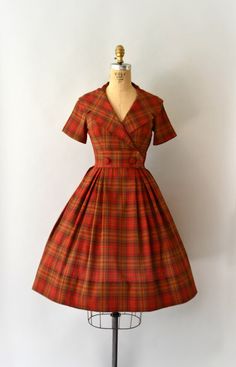 1950s plaid fall dress 1950 Vintage, Fall Plaid, Fall Dress, Vintage Fall