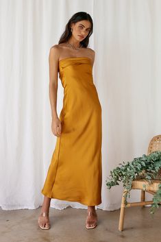 Gleam In Gold Maxi Dress Yellow | Fortunate One Gold Satin Dress, Lilly Pulitzer Maxi Dress, Cocktail Dress Yellow, Gold Maxi Dress, Rose Maxi Dress, Gold Bridesmaid Dresses, Open Back Maxi Dress, Paisley Maxi Dress, Fitted Maxi Dress