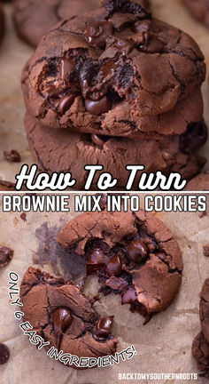 Decadent cookies made from brownie mix, featuring gooey chocolate chips, perfect for a sweet treat. Brownie Mix Into Cookies, Brownie Mix Cookies Boxed, Cookies From Brownie Mix Boxes, Brownie Cookies From Mix Boxes, Brownie Mix Desserts, Ghirardelli Brownie Mix, Brownie Mix Recipes, Chocolate Chip Cookie Brownies, Cake Mix Brownies