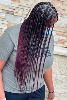 Burgundy Knotless Braids, Burgundy Knotless, Type Of Braids, Knotless Braids With Color, Hair Knotless Braids, Extension Braids, Knotless Braids Styles, Braids With Color, Knotless Braids Hairstyles