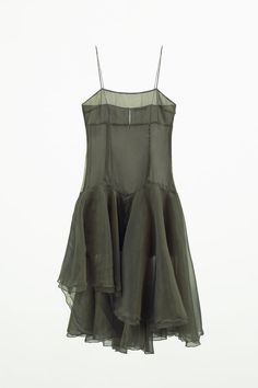 ORGANZA DRESS - GREEN | ZARA United States Gonna In Tulle, Sheer Bodysuit, Organza Dress, Zara New, Mesh Bodysuit, High Collar, Zara Dresses, Asymmetric Hem