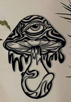 a drawing of a mushroom with an all seeing eye on it