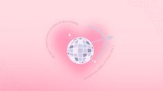 a pink background with an image of a globe in the shape of a heart on it