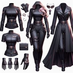 Villain Costume Drawing, Goth Renfaire Outfits, Strong Female Outfits, Marvel Outfits Aesthetic, Vigilante Outfit Female, Spy Outfit Drawing, Costume Drawing Ideas, Assassin Aesthetic Outfit, Female Assassin Outfits Modern