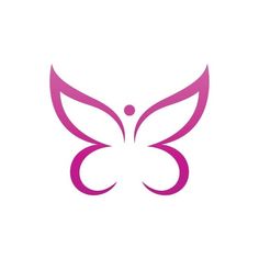 a pink butterfly logo on a white background