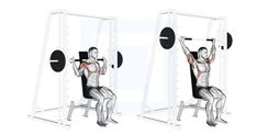 a man is doing squats on a barbell in the same position as he sits