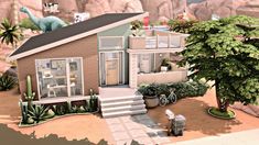 Sims 4 Oasis Springs House Ideas, Sims Oasis Springs House, Sims 4 Builds Oasis Springs, Sims 4 Oasis Springs Renovation, Oasis Springs Modern House Sims 4, Loft House Design, Sims Freeplay Houses, Sims 4 Challenges