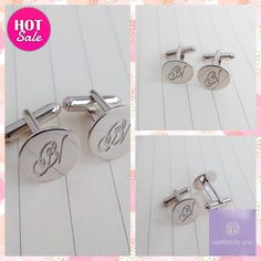 Personalized Cufflinks,Two Letter Cufflinks,Wedding Cufflinks,Custom 2 Initials Cufflinks,Engraved Cufflinks,Groom Gift from Bride #FatherOfTheGroom #OneLetterCufflinks #FatherOfTheBride #CustomLogoCuff #PersonalizeCufflink #ShelleyAndanteFont #EngravedCufflinks #WeddingGift #MenCufflinks #GroomAndBride Groom Gift From Bride, Initial Cufflinks, Wedding Cuff Links, Groom Cufflinks, Engraved Cufflinks, Japanese Jewelry, Wedding Cuff, Wedding Cufflinks, Custom Cufflinks