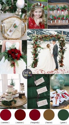 the wedding color scheme is red, white and green