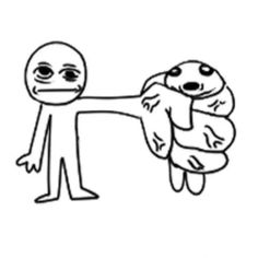 an image of a stick figure holding onto another person's arm, with the caption