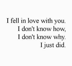 the words i fell in love with you, i don't know how i don't know why i just did