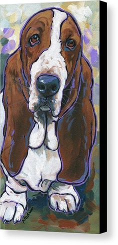 a painting of a basset hound dog