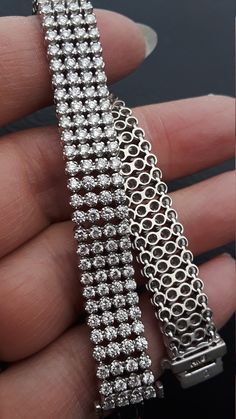 "Stunning 14k White Gold, 4 Row, Approximately 7.50ct Diamonds SI, GH.. Bracelet made with 252 Diamonds 0.03ct of each.. Weight is Approximately 31.6 Grams. 7 inches long, total 7 1/4\" full length with a lock. Safety bar on the bottom of the bracelet. Perfect Vintage Condition.. Bracelet look just Spectacular, Rich and Chic on your Wrist" Formal Diamond Tennis Bracelet Vs Clarity, Luxury Bracelets With Vs Clarity For Formal Events, Formal Diamond Bracelets, Gold Diamond Earrings Studs, Gold Diamond Studs, Diamond Tennis Bracelet, Tennis Bracelet Diamond, Opal Necklace, Tennis Bracelet