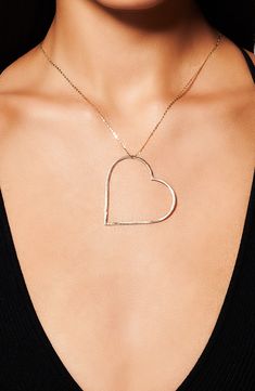 A giant heart puts your emotions front and center in this statement-making necklace of 14-karat gold. 18 1/2" length; 2" extender; 2"W x 2 1/4"L pendant Lobster clasp closure 14k gold Imported Lana Jewelry, Large Heart, How To Make Necklaces, Heart Pendant Necklace, Heart Necklace, Heart Pendant, Nordstrom, Yellow Gold, Pendant Necklace