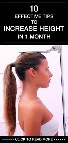 a woman with her hair in a ponytail and the words 10 effective tips to increase height in 1 month