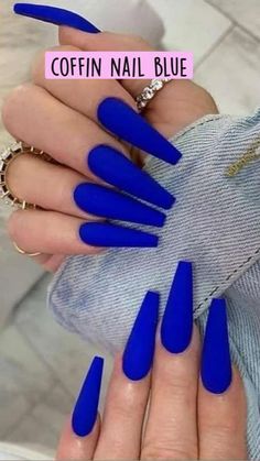 Fake Nails Long, January Nails, February Nails, Blue Acrylic Nails, French Acrylic Nails, Blue Nail, Designs Nail