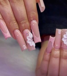 Nail Ideas W Initial, Nails With Cursive Initial, Acyrilics Nails With Initial, Pink Nails Initials, Nails Acrylic With An A Initial, 3d Flower Nails With Initial, Light Pink Acrylic Nails With Initial, Nails With Initials Valentines