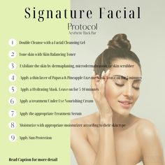 Steps Of Facial, Types Of Facials Skincare, Esthetician Products Facials, Facial Massage Routine Esthetician, Esthetician Facial Steps, Professional Facial Steps At Home, Different Types Of Facials, Facial Steamer Routine Steps