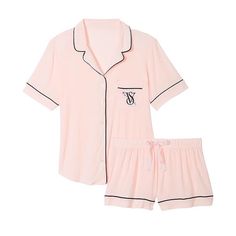 Victoria's Secret Modal Short Pajama Set Pink Large New Condition: New In Package Size: Large Color: Pink Everlasting Comfort. This Easy Set Features A Short Sleeve Button-Up And Matching Shorts In Our Buttery-Soft Modal With A Touch Of Four-Way Stretch. Easy Fit Short-Sleeve, Button-Front Top Hits At Hips Short With Elastic Drawstring Waist 3" Inseam Decorative Piping Botanical Modal Fibers Are Plant-Derived Machine Wash Imported Lingerie Catalog, Victoria Secret Pajamas, Cami Set, Top Hits, Victoria Secrets, Short Pajama Set, Pajama Shorts, Short Sleeve Button Up, Fit N Flare Dress