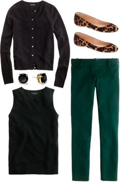 Great spring outfit Hunter Green Pants, Dark Green Pants, Leopard Print Shoes, Print Shoes, Beautiful Picture, Work Attire