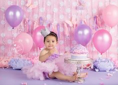 1st Birthday Pictures, Purple Tutu, 1st Birthday Cake Smash, Purple Cakes