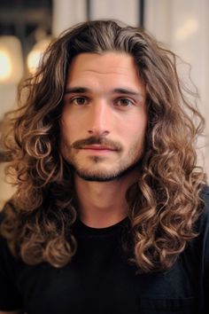 Tendências de Cortes de Cabelo Masculino Longo Para 2025 | New Old Man - N.O.M Blog Male Long Curly Hairstyles, Men With Long Hair Curly, Men’s Long Hair Wedding Styles, Long Haircuts For Men With Curly Hair, Mens Long Hairstyles Curly, Men’s Long Curly Haircut, Men’s Long Wavy Hair, Mens Long Length Hairstyles, Guys Hairstyles Long