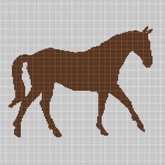 a cross stitch horse is shown in brown