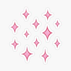 pink and white stars stickers on a white background