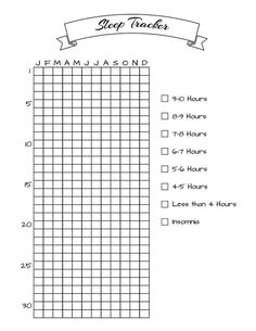 a graph paper with the words sleep tracker on it