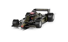 a black and gold race car on a white background with no people in the photo