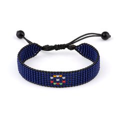 Celebrate the vibrant culture and heritage of the Northern Mariana Islands with this stunning beaded bracelet. Crafted with care, this adjustable boho-style rope bracelet features intricate beadwork that beautifully replicates the colors and design of the Northern Mariana Islands flag. Handmade with attention to detail, this bracelet is a stylish and meaningful accessory for both women and men. The durable thread string ensures a comfortable and secure fit, while the adjustable design allows for Casual Festival Bead Bracelet, Traditional Beach Bracelets With Sliding Knot, Traditional Bracelets With Sliding Knot For Beach, Traditional Sliding Knot Bracelets For Beach, Spiritual Adjustable Beaded Bracelets, Casual Beaded Wrap Bracelet For Festivals, Festival Friendship Bracelets With Hand-strung Beads, Festival Hand-strung Friendship Bracelets With Round Beads, Bohemian Bracelets With Adjustable Cord And Round Beads