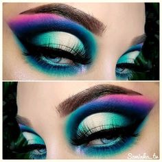 Crazy Makeup Ideas, Colorful Cut Crease, Diy Makeup Looks, Purple Cut Crease, Crease Eye Makeup, Colourful Makeup, Cut Crease Eye Makeup, Dark Makeup Looks